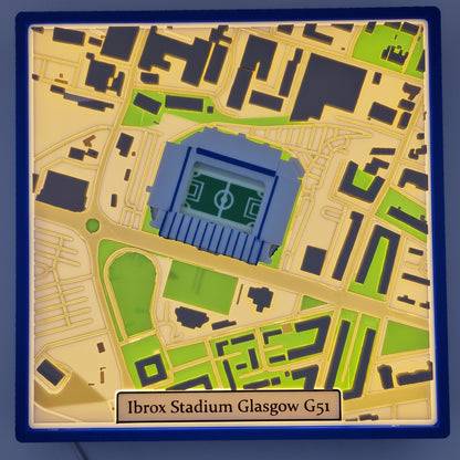 Glowmento Ibrox Stadium illuminated 3D map light